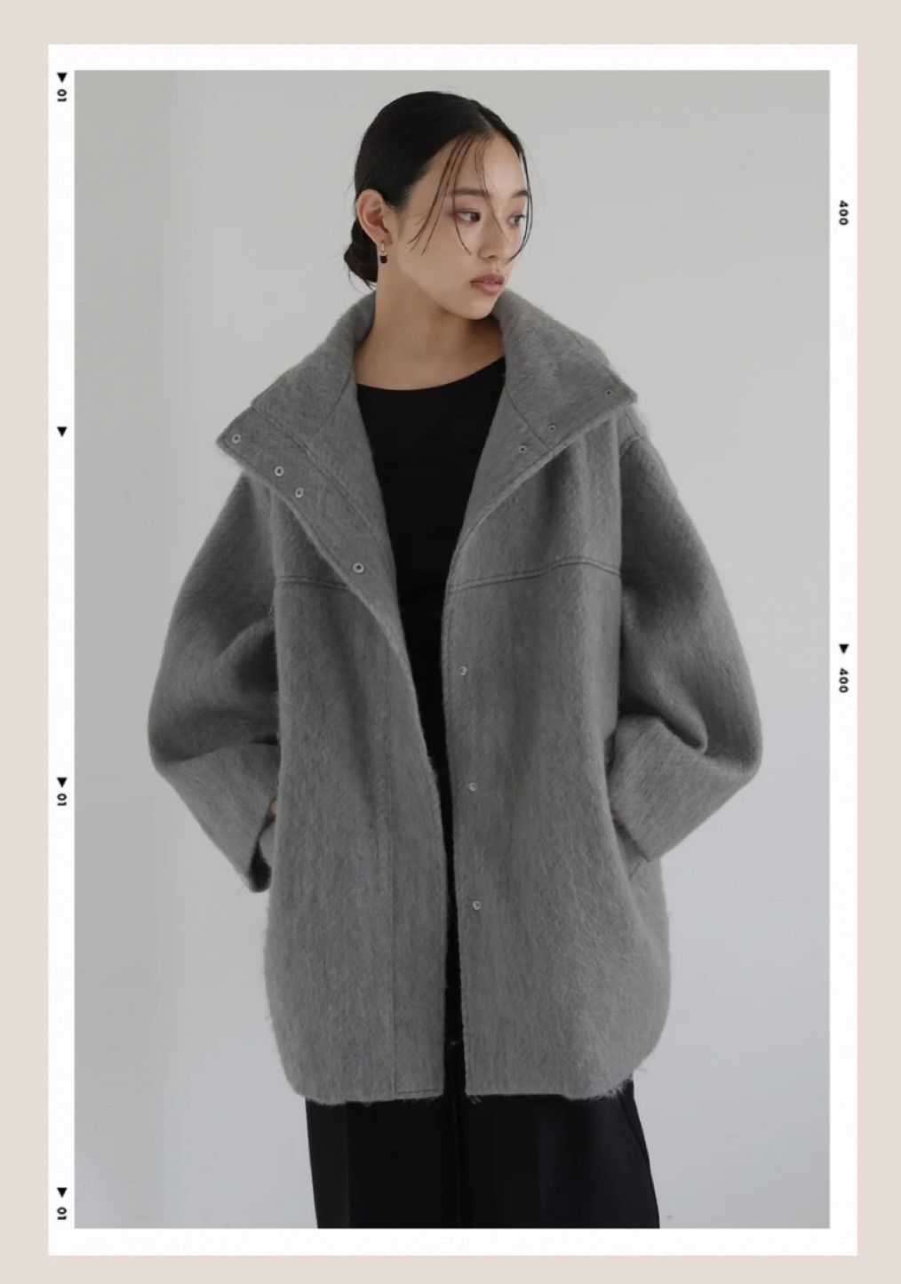 人気 シャギースタンドカラーコート lumier hellam リュミエ - メルカリ