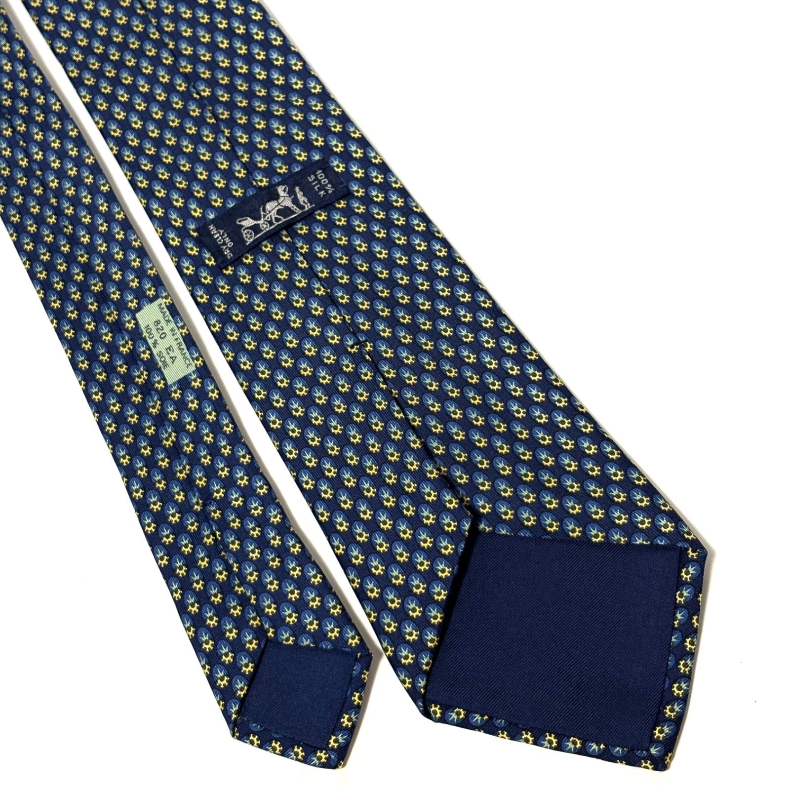 エルメス ブランド ネクタイ ダークネイビー 濃紺 シルク フランス製