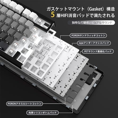  迅速に発送 ATTACK SHARK x AJAZZ 85 ゲーミングキーボード メカニカルキーボード bluetooth ワイヤレス 無線 白翡翠スイッチ ガスケットマウント リニア サイド刻印彫刻PBTチェリーキーキャップ RGB ホ 520 b 4396 おたま その他 キッチン 食器