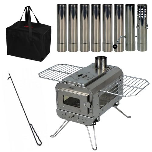 迅速に発送 三面窓で 癒される Neer マグマストーブ 煙突8本付属 薪ストーブ 収納バッグ付き キャンプ アウトドア スパークアレスター ステンレス 焚き火台 焚火台 ストーブ コンパクト 薪暖炉 シルバー 2991 abfa