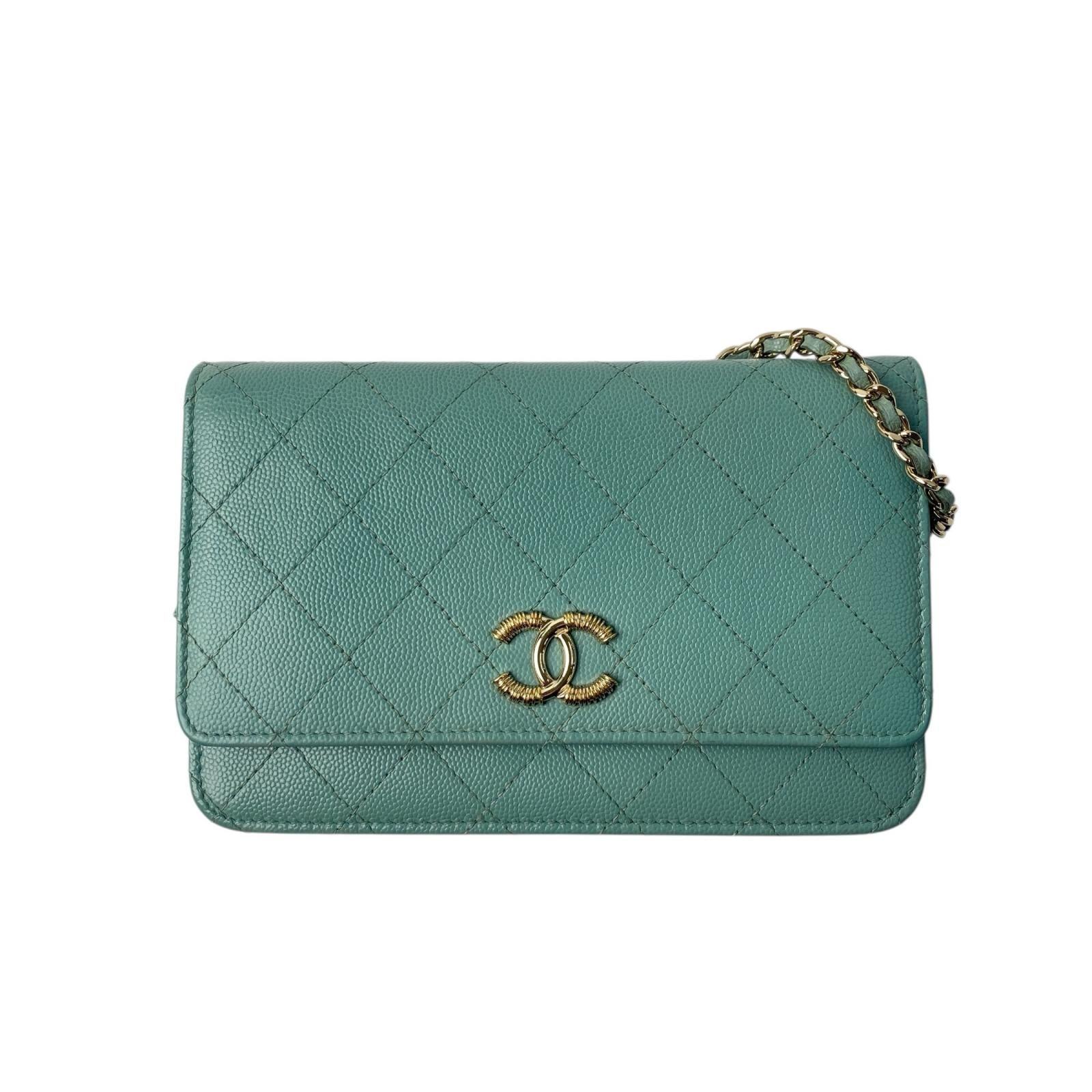 美品 シャネル CHANEL レディース チェーンウォレット キャビアスキン 