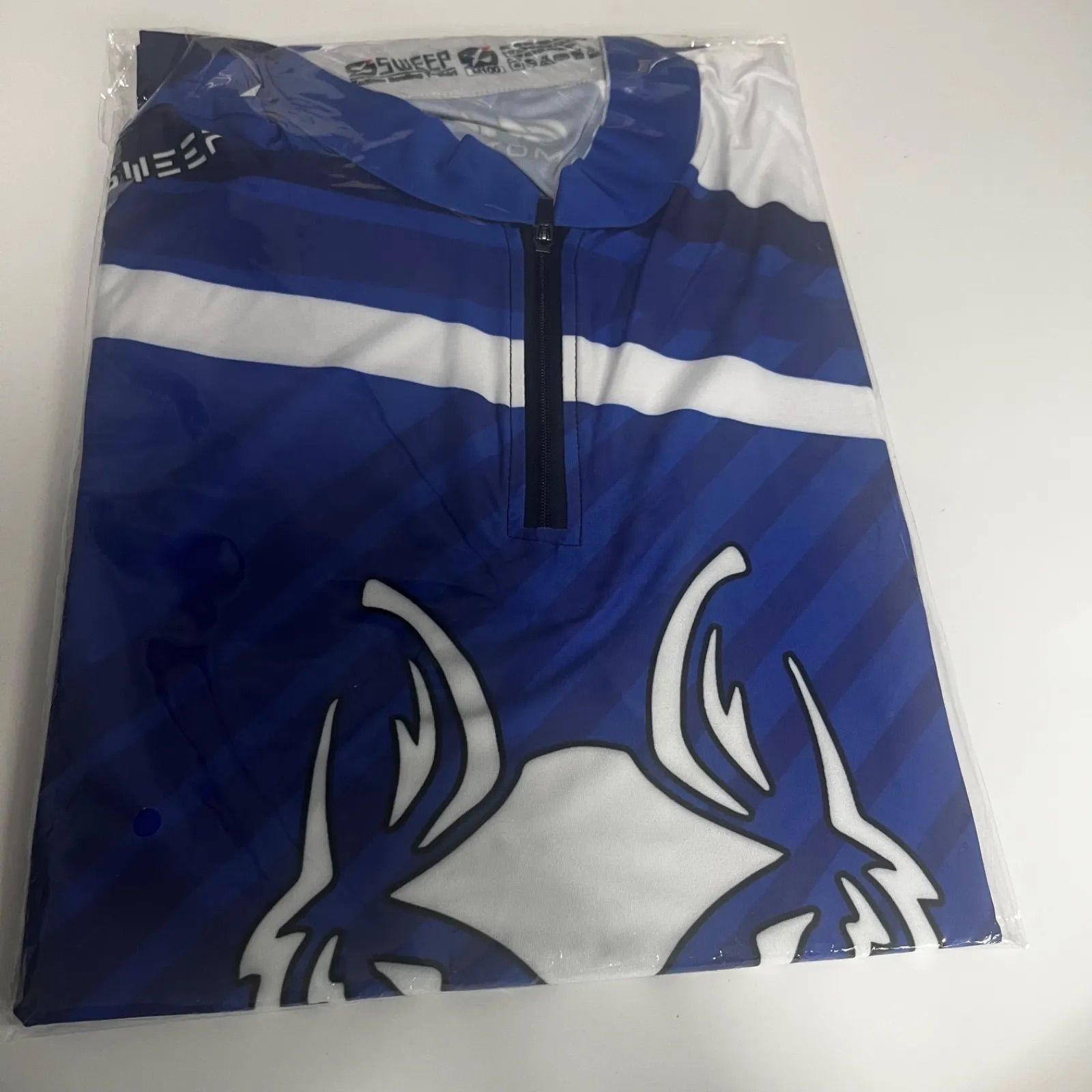 モーティブ ジャッカルデザイン ボウリングウェア ブルー 日本サイズL