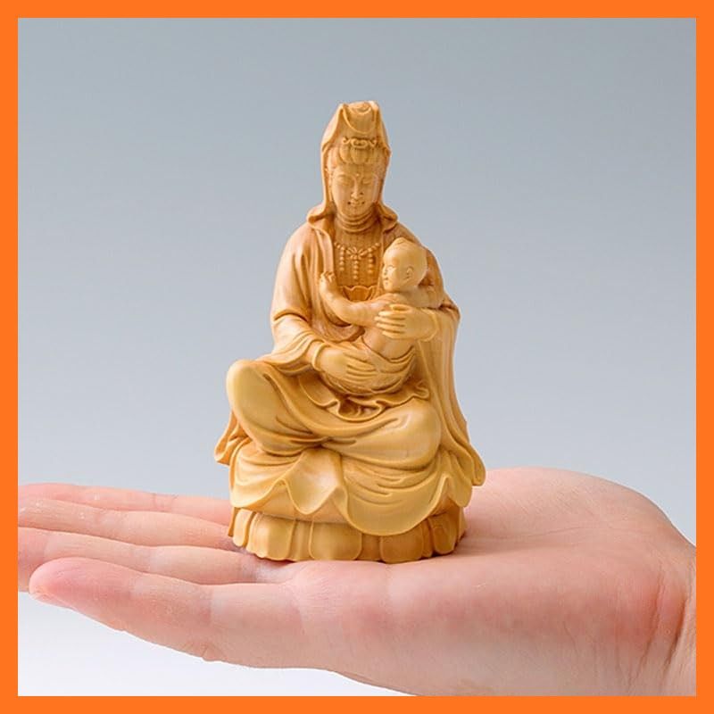 新品】 dsdsad 木彫りの仏像 慈母観音坐像 ツゲ製高級木彫り（高さ10cm