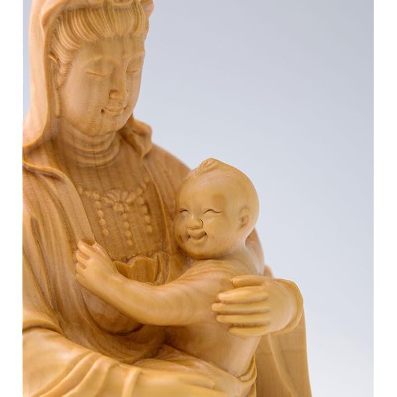 新品】 dsdsad 木彫りの仏像 慈母観音坐像 ツゲ製高級木彫り（高さ10cm