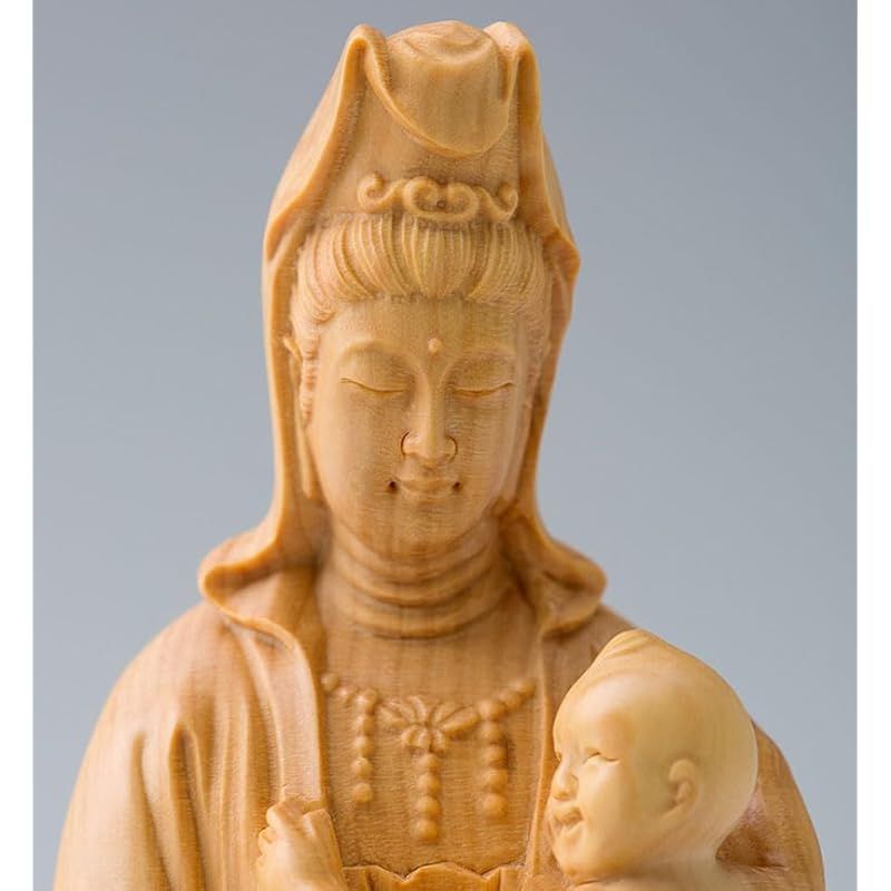 新品】 dsdsad 木彫りの仏像 慈母観音坐像 ツゲ製高級木彫り（高さ10cm