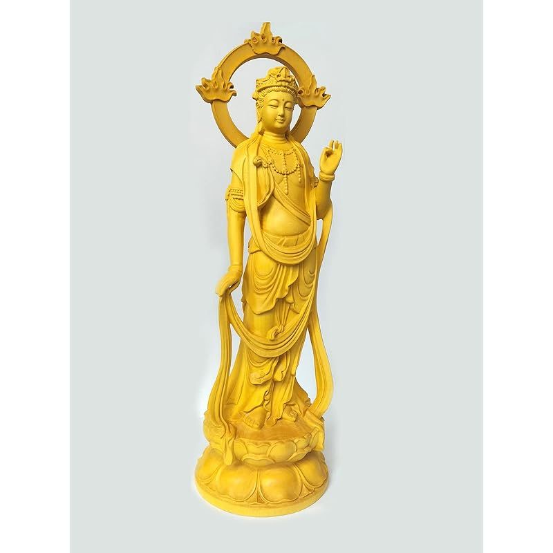 【修縁堂】彩繪切金 勢至菩薩仏像立像 供養品 木彫仏教 美術工芸品 風水 開運 新品】 勢至菩薩像 7.2寸 高級天然ツゲ木彫り 立像 木製仏像 仏教美術