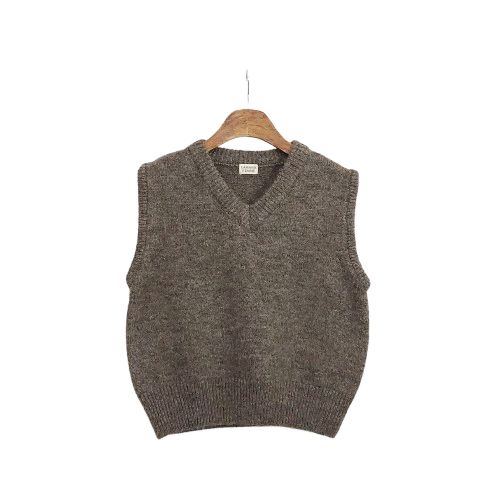ラマージ ウール アルパカ ぼかし ブラウン Vネック ニットベスト