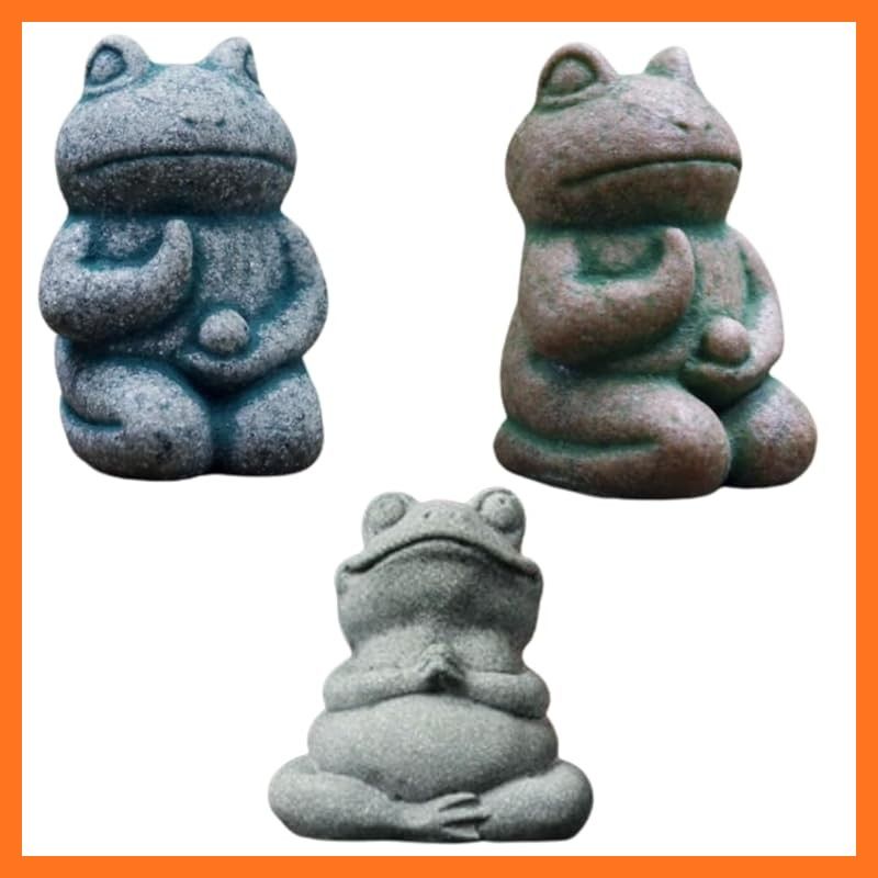 新品】 e-na.e-na カエル 置物 忠臣蔵 緑のカエルの置物 小さい お地蔵