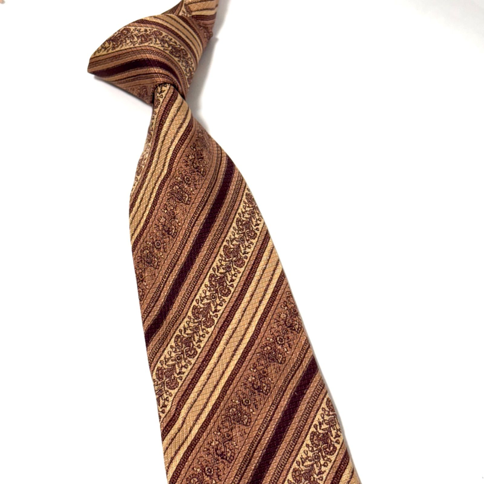 クリスチャンディオール ブランド ネクタイ ストライプ ブラウン系 茶