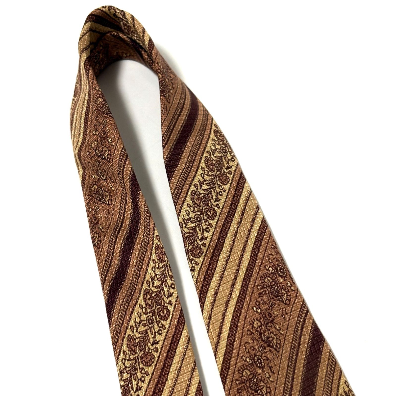 Christian Dior ネクタイ ブラウン系 ストライトロッター クリスチャンディオール ブランド ネクタイ ストライプ ブラウン系 茶