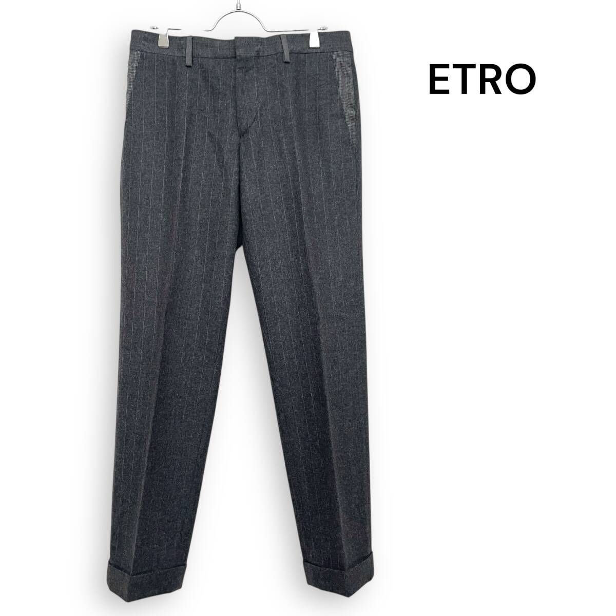 R2653 / ETRO イタリア製 エトロ ウール スラックス パンツ ストライプ