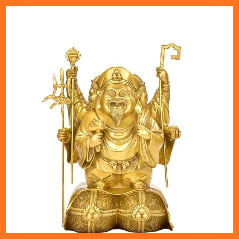 新品】 大黒天 三面大黒天 銅製 開運 商売繁盛 金運アップ 真鍮 仏像