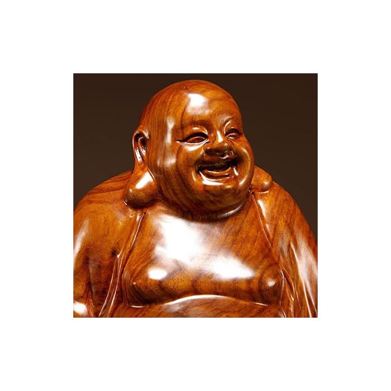 新品】 木彫り 七福神 布袋さま 置物 木像 木製フィギュア 黄花梨 花梨