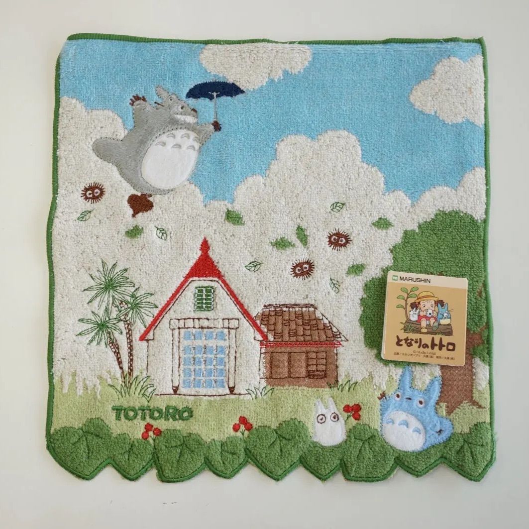激レア　となりのトトロ　シェニール織 タオル ハンカチ スタジオジブリ となりのトトロ どんぐりの森 シェニール織ハンカチ ジブリ