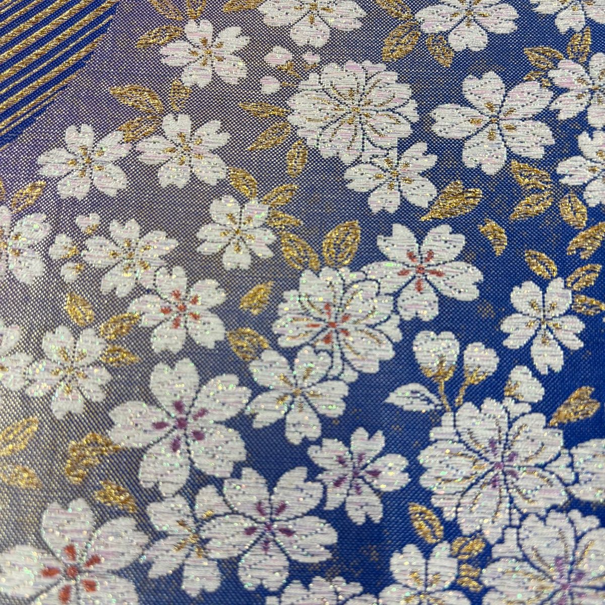 美品】 振袖 身丈174cm 裄丈69cm L 袷 袋帯フルセット 桜 縦縞 箔