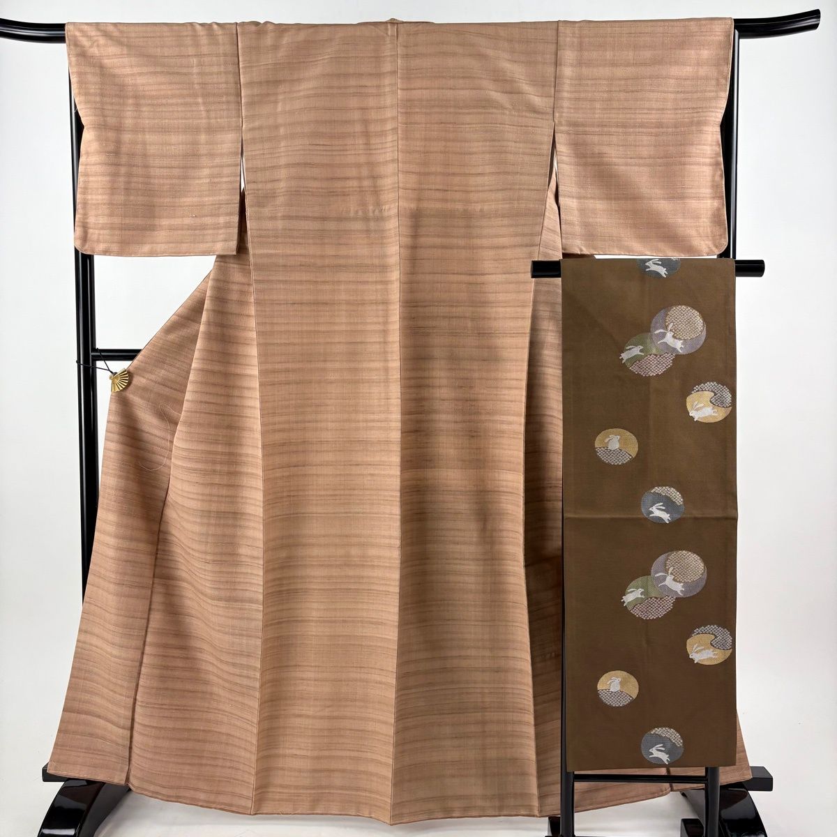 中古 すごい値！ 紬 リサイクル 着物 正絹 袷 グレー