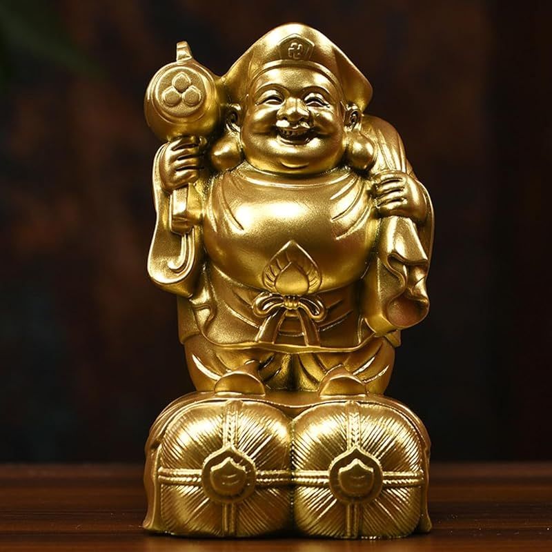 新品】 木彫りの仏像【大黒天】15cm 木像 木製フィギュア 美術品 彫刻