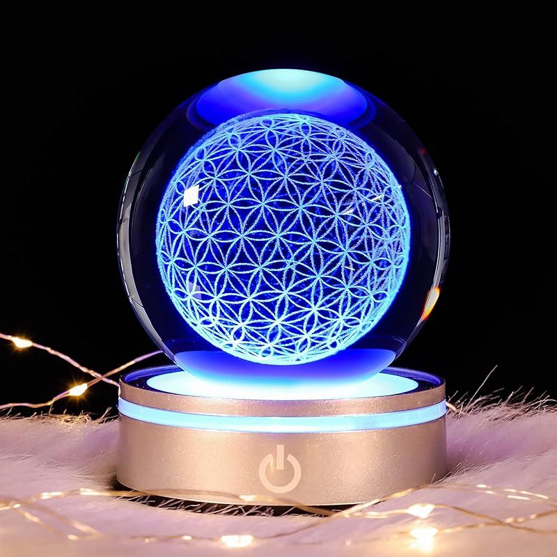 新品】 3D 高級花の命のクリスタルボール LED カラフルライティング