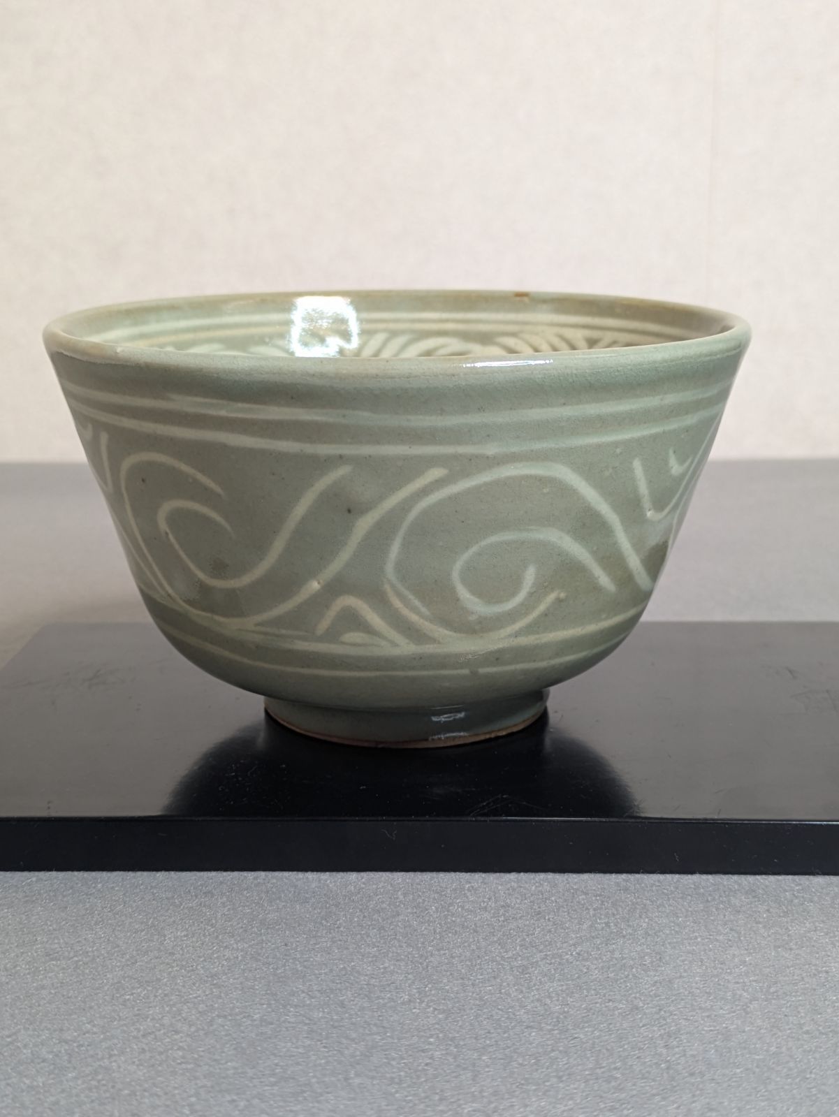 高麗茶碗 三島手写 印花文 波状掻落文 抹茶碗 茶道具 稽古用 日常使い