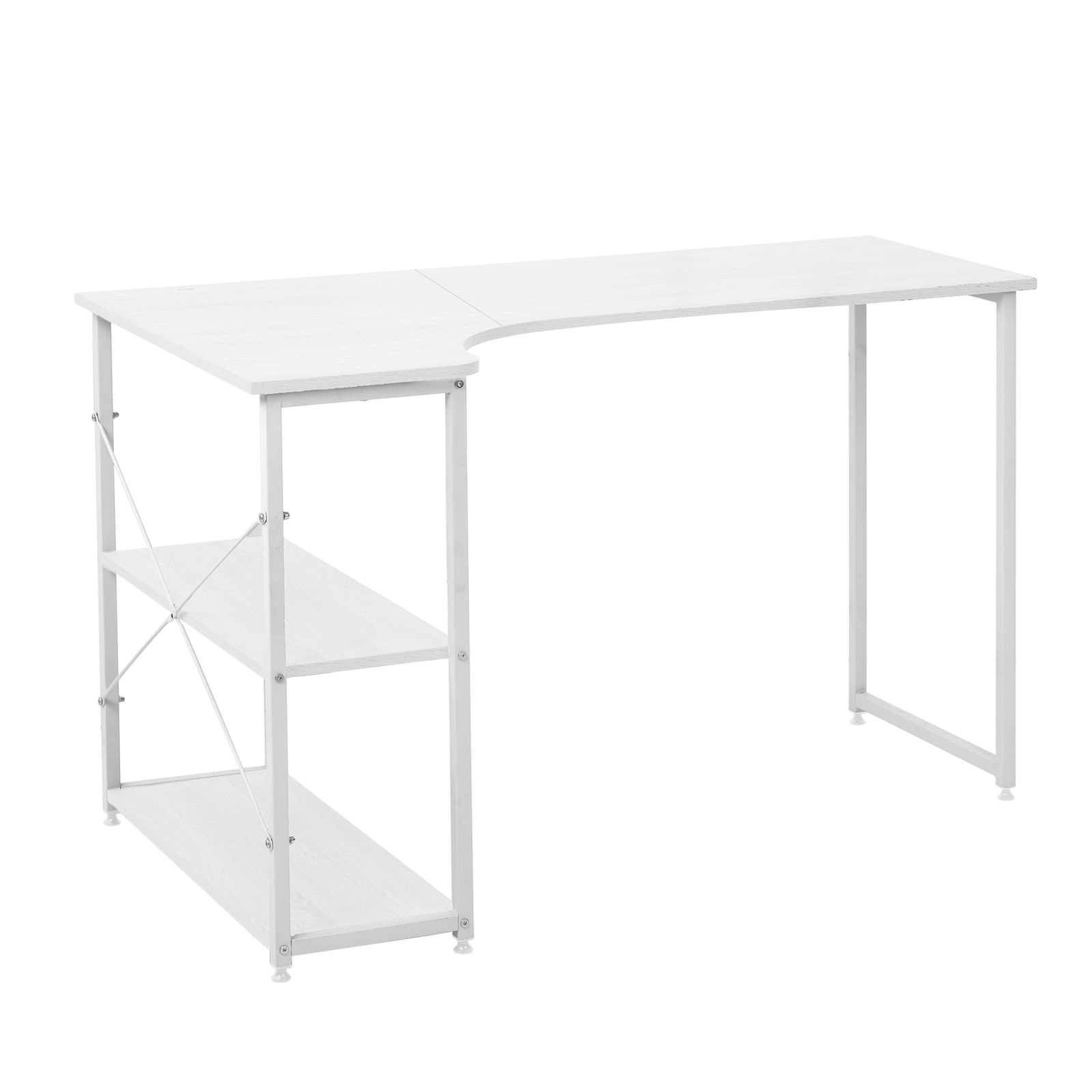 数量限定セール」 【ホワイト】パソコンデスク L字 120cm 2段ラック付