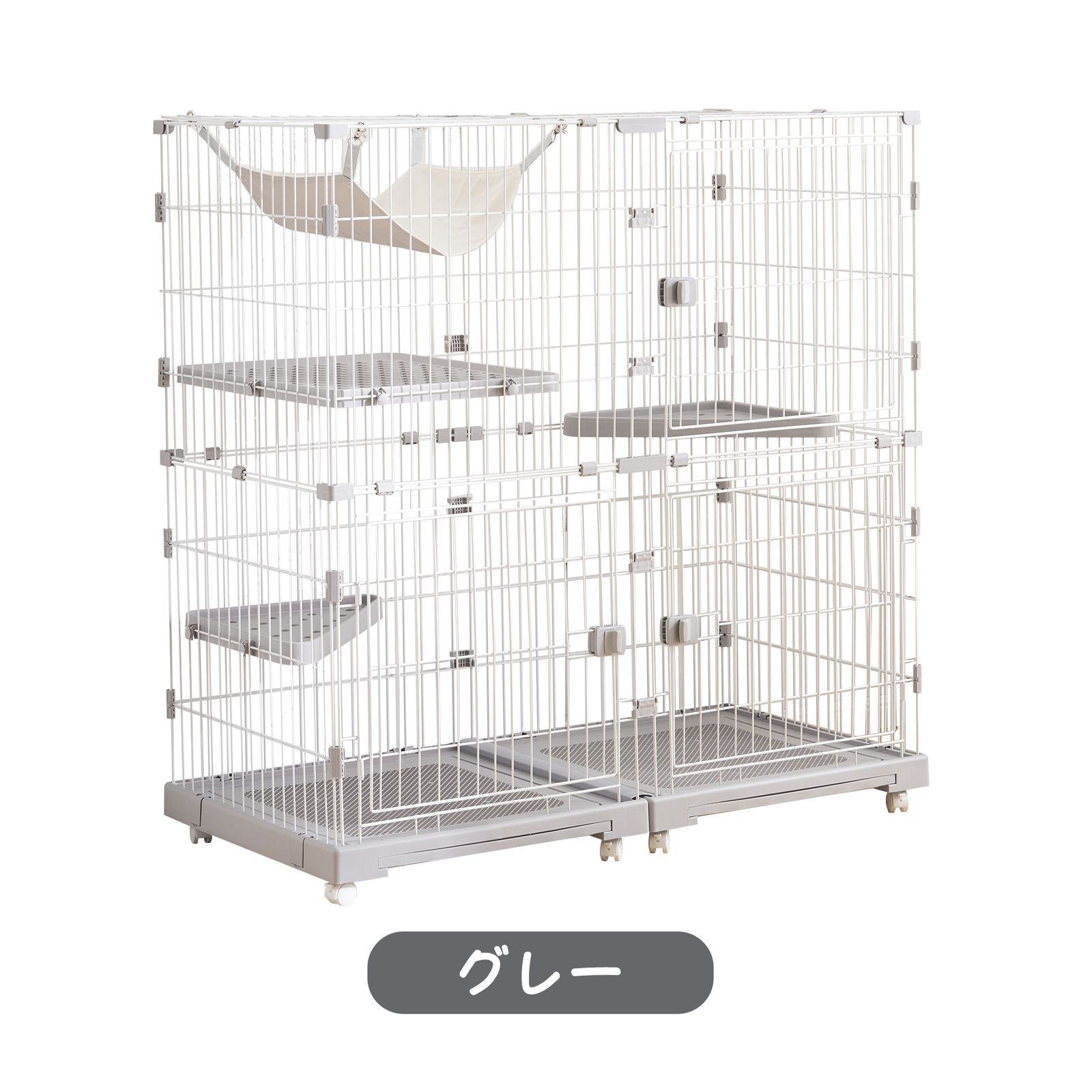 全新品 猫 ケージ キャットケージ 2段 幅広設計 自由組み合わせ