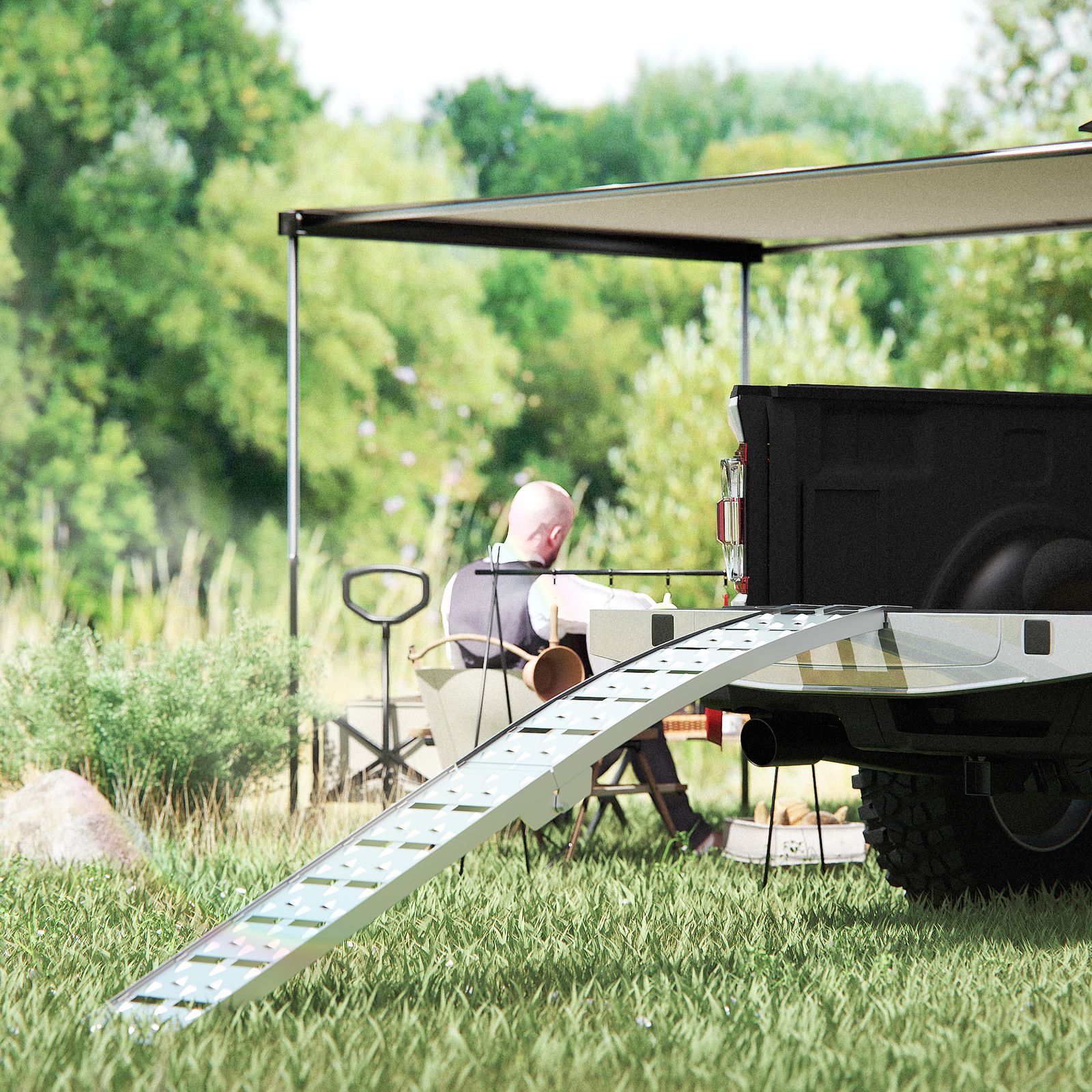 自転車バイク農機具の運搬に アルミラダー