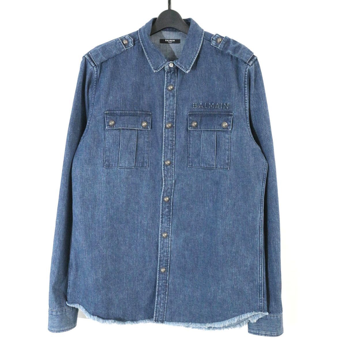 バルマンオム 21AW サファリラウンジ別注 エンボスロゴデニムシャツ BALMAIN HOMME バルマンオム 21AW SAFARI Lounge別注 エンボスロゴ