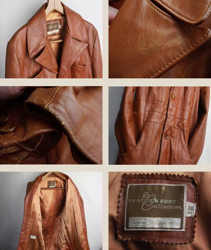 希少モデル 1970年代 Sears シアーズ レザーテーラードジャケット【38