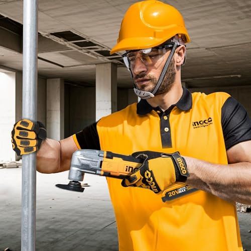 迅速に発送 INGCO コードレス マルチツール の2.0 Ahバッテリーと の充電器付き 5000- 6段階可変速度 3.2°振動角度 20 V振動マルチツール のアクセサリーキット付き f 0 abce 22