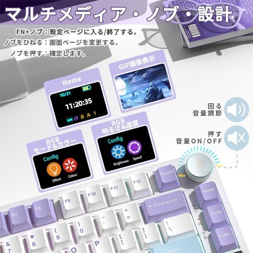  迅速に発送 A.JAZZ AK 820 Proメカニカルキーボード 75%リニア軸 RGBホットスワップ対応ゲーミング ノブ付きTFTスクリーン 2.4 Ghz| BT 5.1|有線 Gasket構造コンパクトなし24 K ゴールド ケーブル Ty 3 b 22 e 991 その他 キッチン 食器