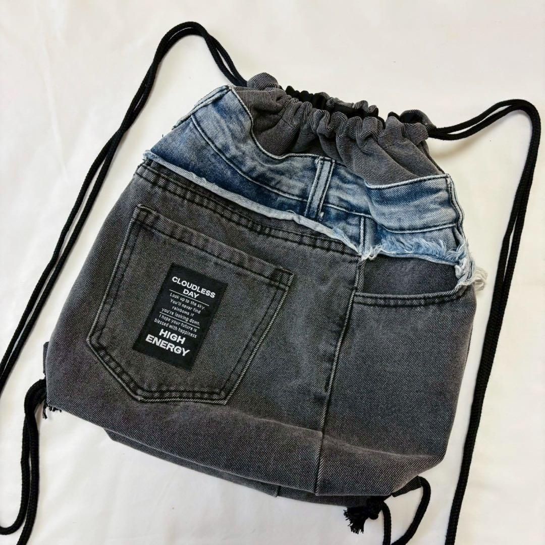 ナップサック デニムリメイク Y2K リュック バックパック ハンドメイド