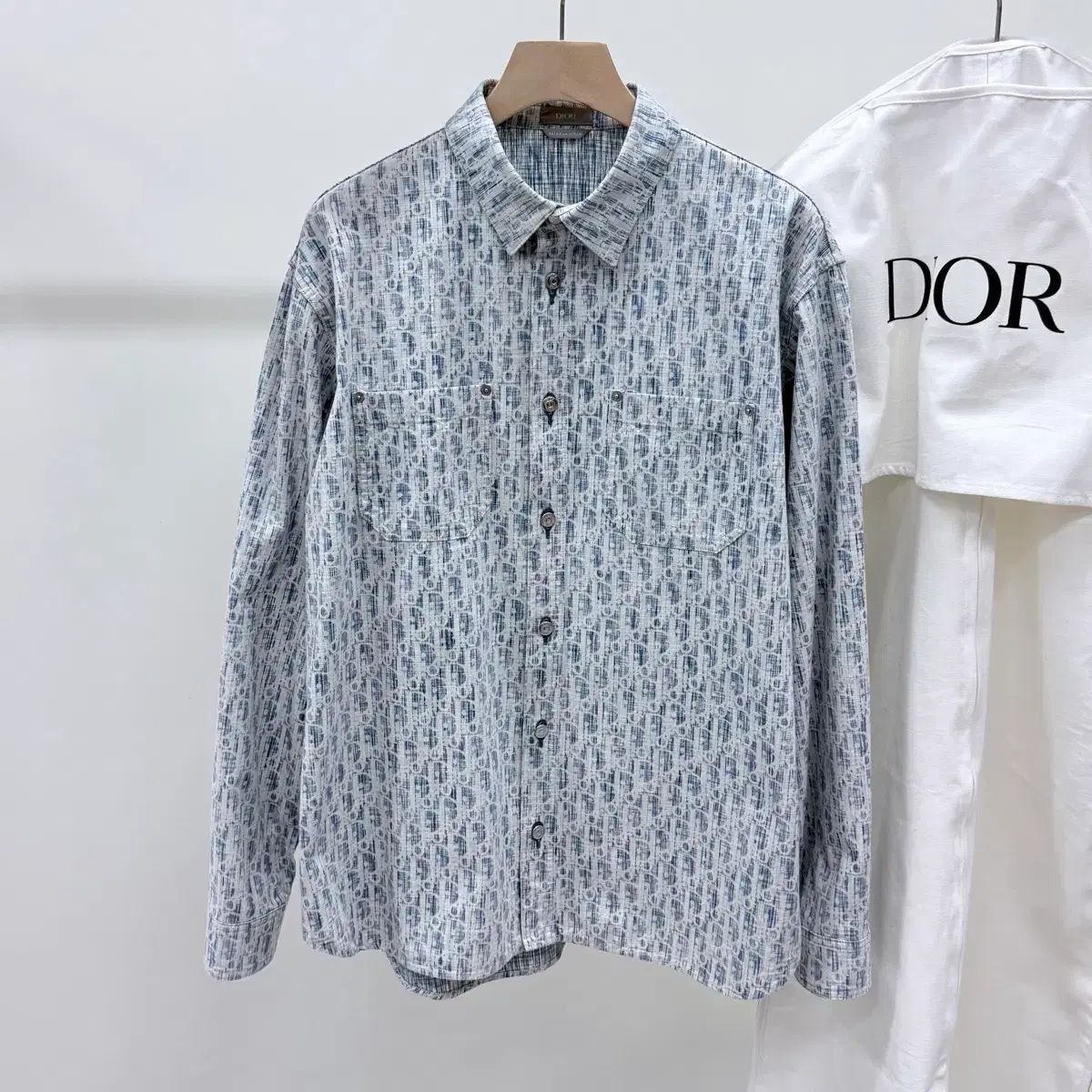 S+級/42 ディオール オブリーク カスリ デニム オーバーサイズシャツ