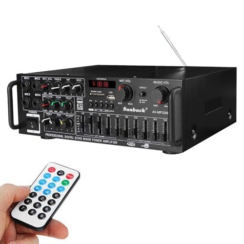 HiFiパワーホームアンプ パワーホームアンプ Bluetoothオーディオサウンドアンプ デジタルアンプ オーディオアンプ カラオケアンプ 110 V EQ USB 車載 4マイクカーアンプ ハイパワー 低騒音 家庭用 0228 d 66 e