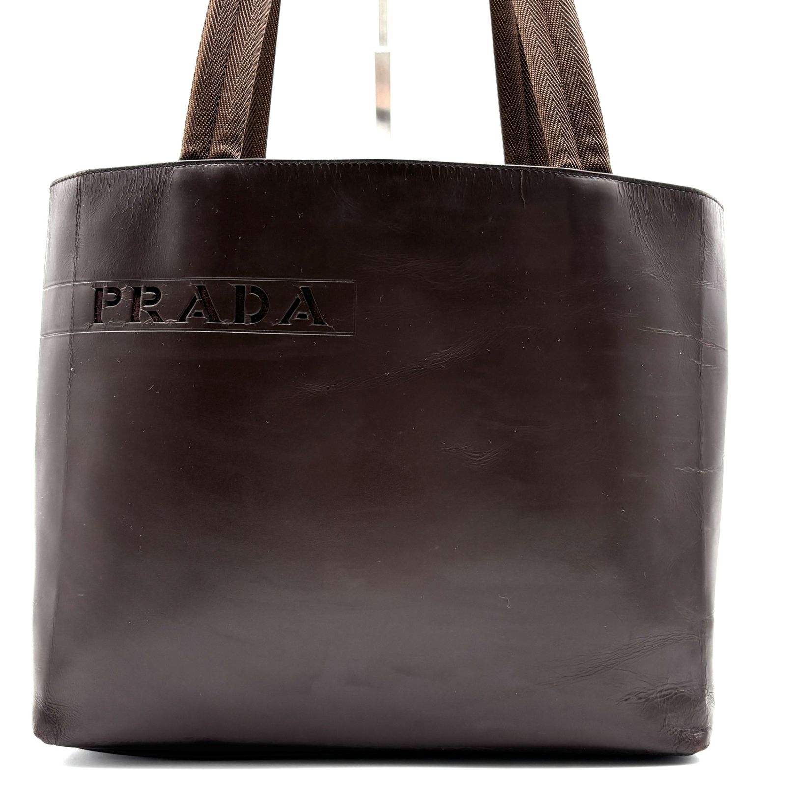 PRADA プラダ トートバッグ ロゴ カットワーク ハンドバッグ 白タグ