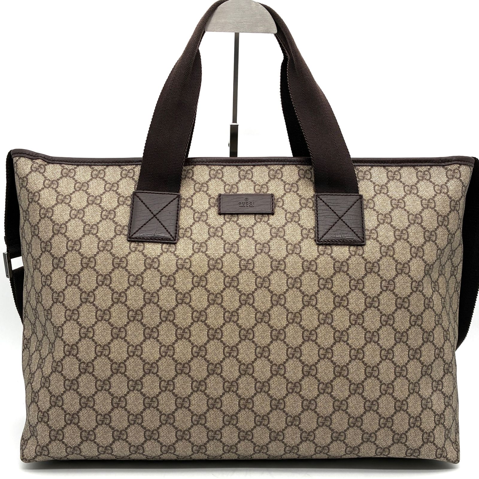 GUCCI グッチ 2way トートバッグ GG スプリーム ロゴ レザー PVC