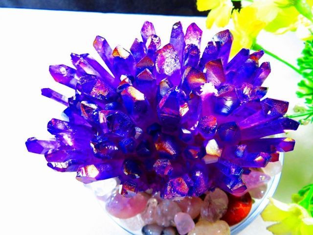 コエポン　2点おまとめ　アーカンソー産クラスター　レインボー入り　シトリン レインボーオーラ水晶 ☆上級贅品☆新入荷天然アーカンソー産 公式