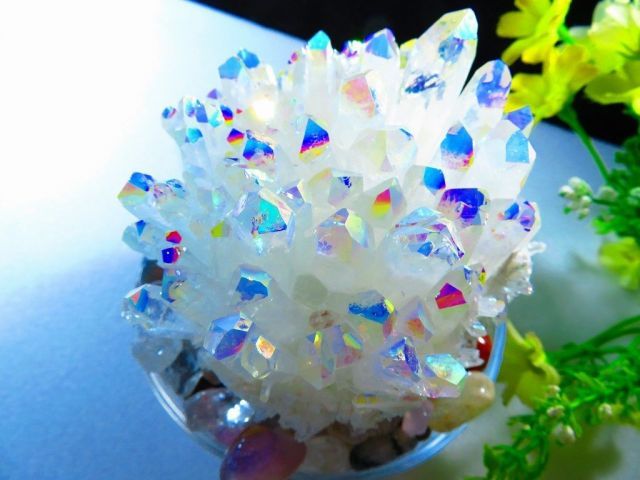 ☆上級贅品☆新入荷天然アーカンソー産 レインボーオーラ水晶