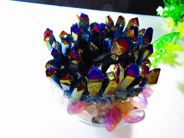 ☆上級贅品☆新入荷天然アーカンソー産 レインボーオーラ水晶