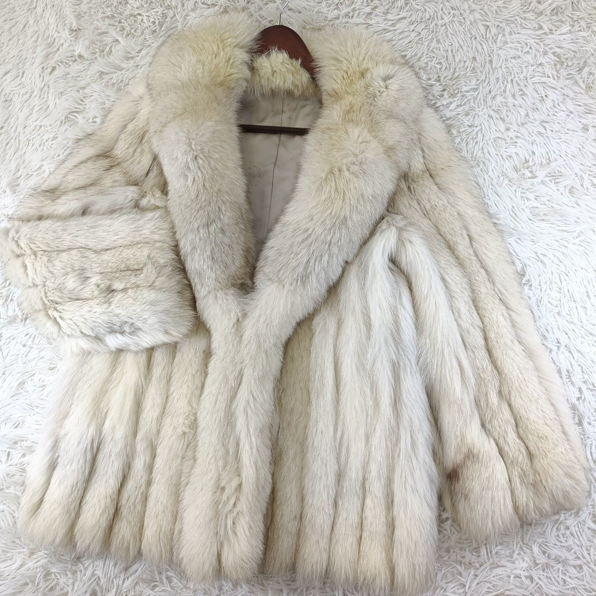 着丈72cm ブルーフォックス ファーコート リアルファー 貂 本毛皮