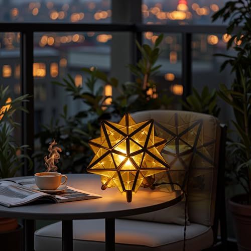 Cerdeco 幻想的に広がる星のシルエット テーブルライト スタンド照明 デスクライト 真鍮＆ガラス 雰囲気たっぷりな影 インテリア照明 間接照明 スタンドライト ベッドサイドランプ 手軽に贅沢 クリアガラス 星形 TBL 43 Cp 554 c 1 e 7 b