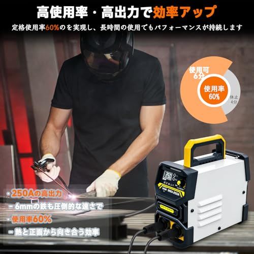 職人監修シリーズ ＭMA-250 A溶接機 250 A 60%使用率 アーク溶接 MMA TIG 一台二役 100 V|200 V兼用 IGBTインバーター ホットスタート 被覆アーク溶接 手棒溶接 コンパクト 小型 ミニ 初心者使用 家庭用 2 db 66 d 0