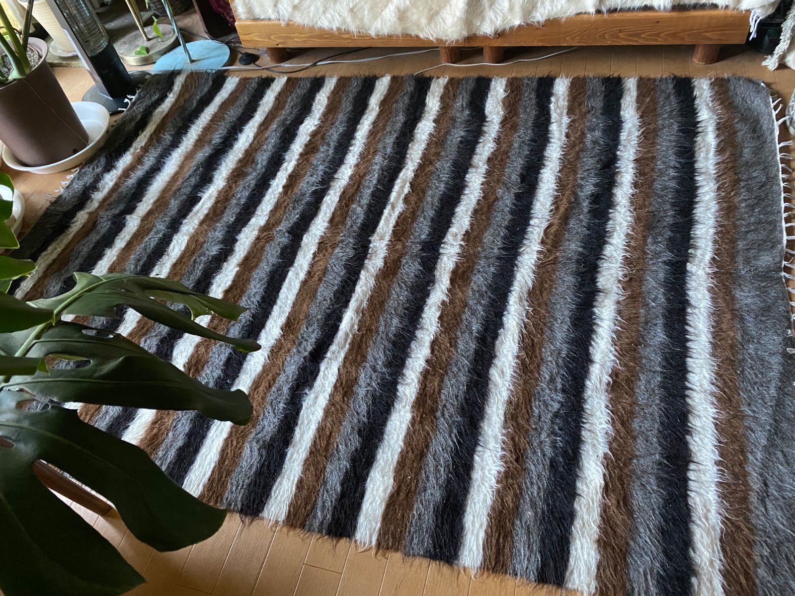 大判サイズ150×203セミアンティークのボーダー柄シイルトバッタニイェ