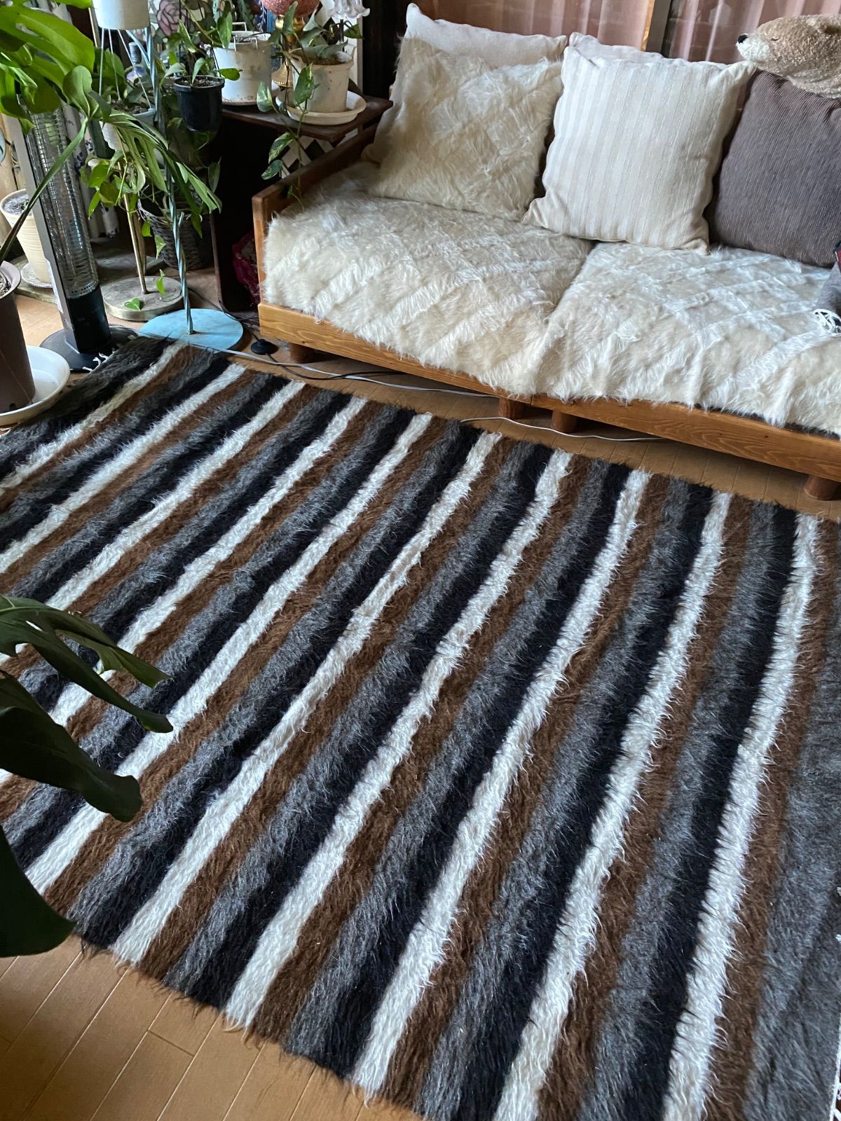 大判サイズ150×203セミアンティークのボーダー柄シイルトバッタニイェ