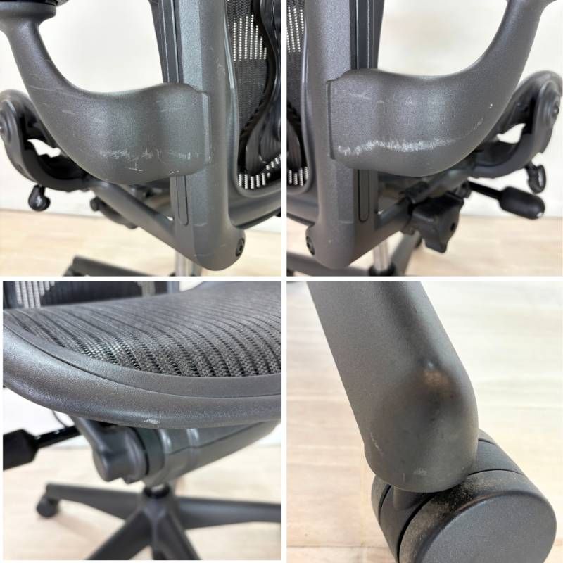  Herman Miller アーロンチェア Bサイズ ライト バナナクッション交換済み ポスチャーフィット オフィスチェア ワークチェア 椅子 チェア