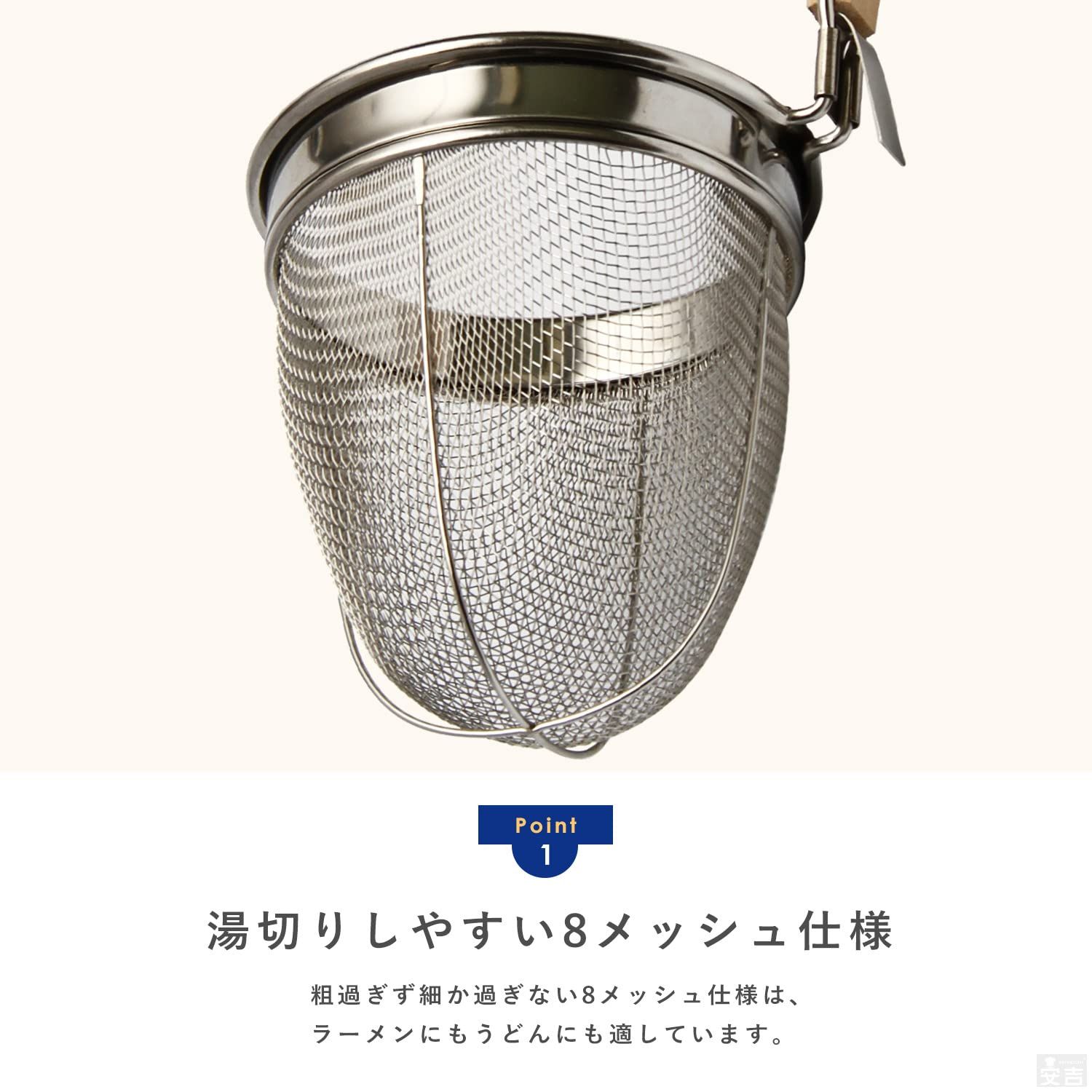 業務用 ラーメンてぼ 丸底 8メッシュ 麺上げ 湯切り ざる フレーム付き 5本セット うどんてぼ