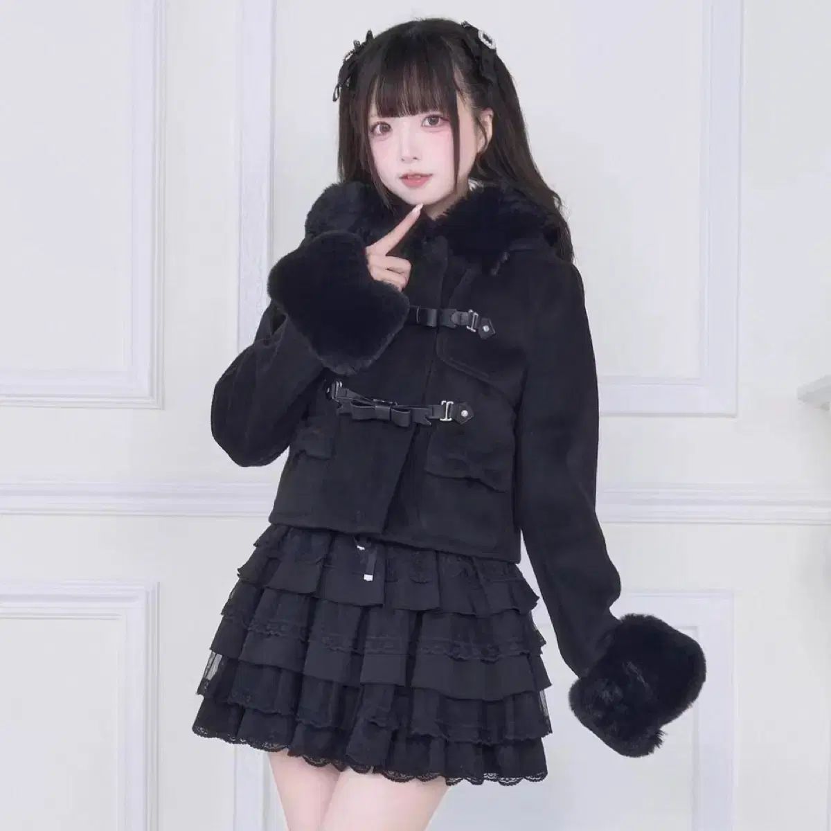 ノゲンキ ショートコート ブラック 地雷系 量産型 リズリサ マズ