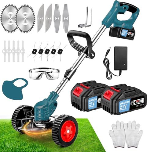 迅速に発送 2025強化版 草刈り機 充電式 EIANLON コードレス 芝刈り機 大容量21 V|4000 mAhバッテリー 付属 軽量 電動草刈り機 マキタ対応18 Vバッテリー互換 多地形 伸縮 角度調整 4種類の替刃で芝生 枝切り 畑 af 66 b 31 a