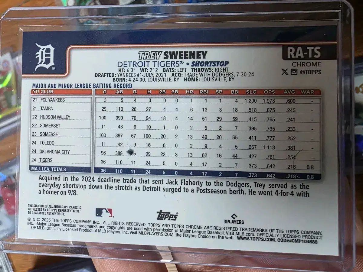 セール，品質保証 Topps トレイ スウィニー サイン入り カード /175