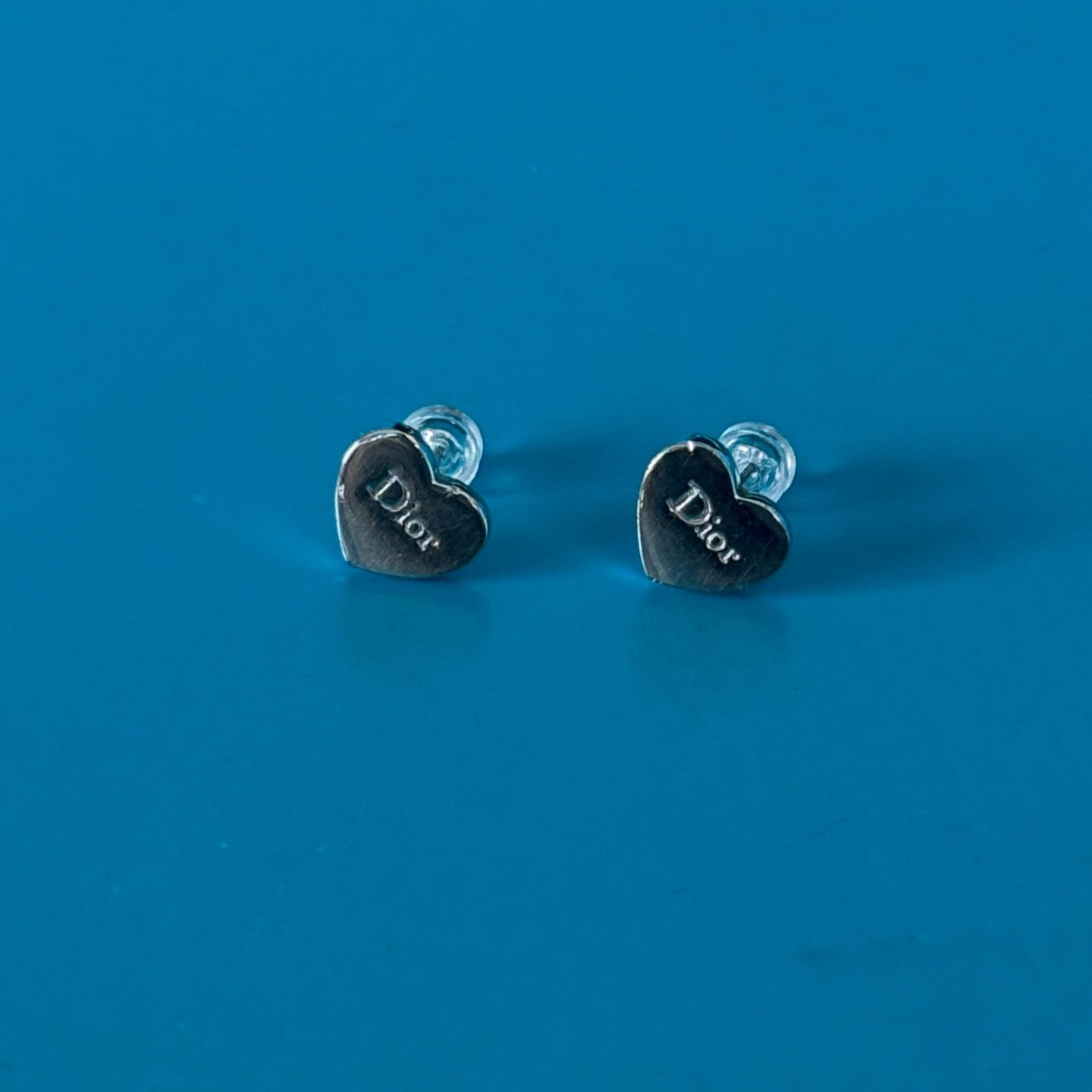 A154 Christian Dior ディオール ハート ピアス シルバー ロゴ