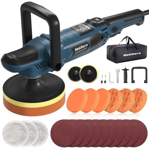 迅速に発送 ポリッシャー 車 125 mm|150 mmダブル裏板 1600 W強力モーター 600-3600 RPM 六段変速 電動ポリッシャー AC 110 V 研磨|車磨き|鏡面磨きに|ワックス|家庭用 初心者でも安心 bde 79026